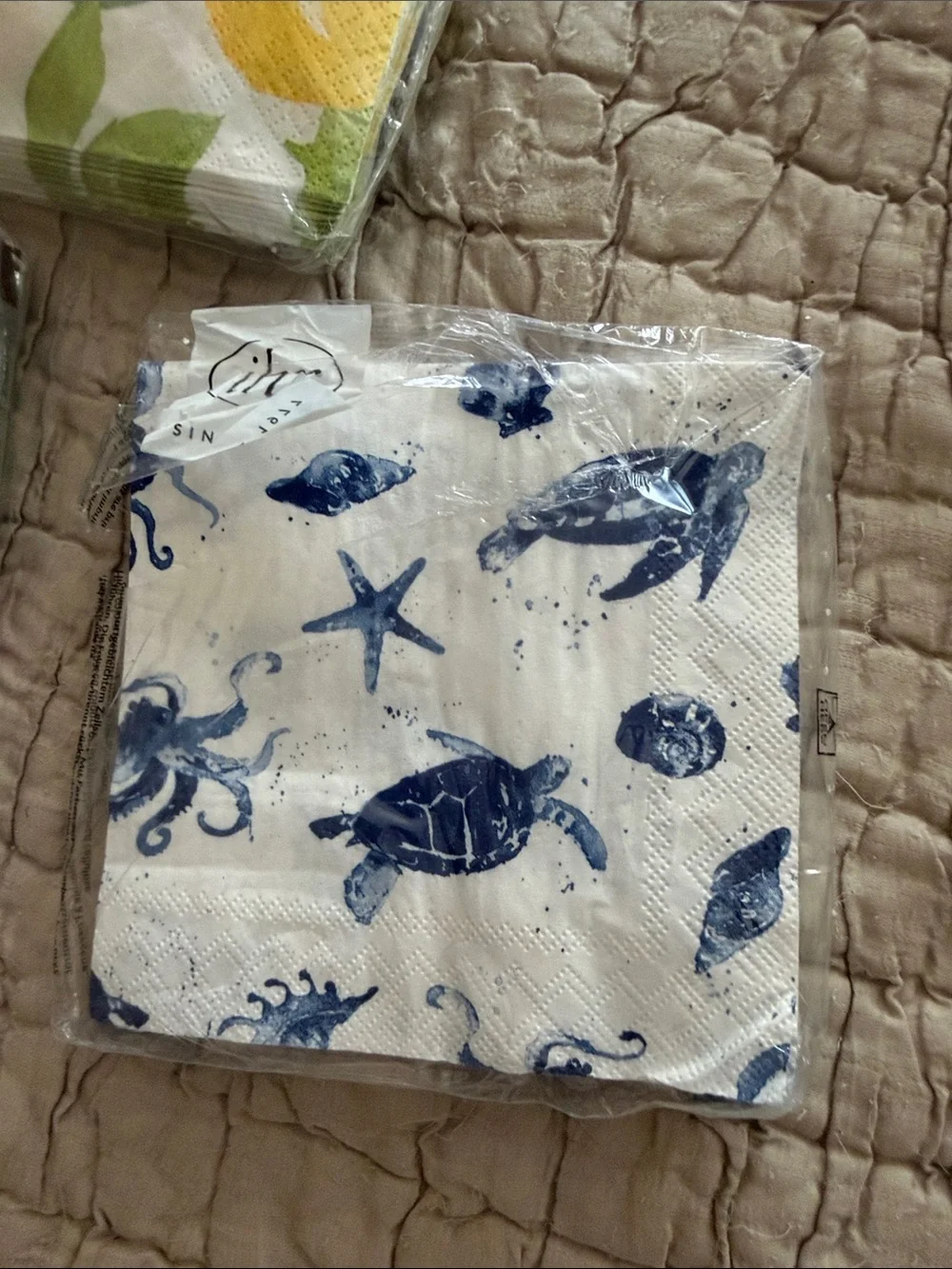 Caspari Lemon Print Paper Napkins 10 Caspari geraniums 15 sealife 10 beach 14
